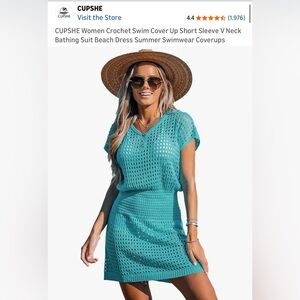 Cupshe Teal Crochet Swim Cover-Up